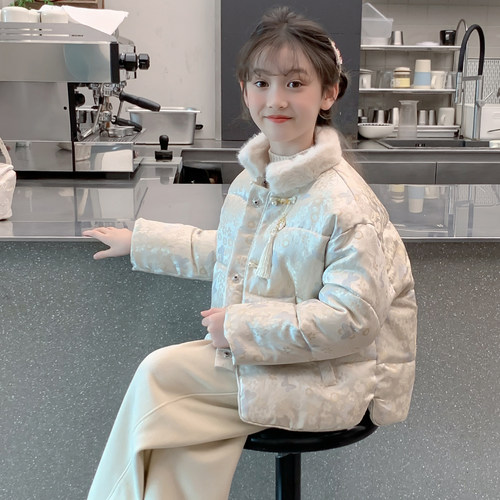 女童外套秋冬装2025新款儿童汉服国风新中式加厚棉服女孩冬季棉袄
