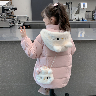 女童羽绒服2025新款冬季儿童网红洋气中长款90白鸭绒女孩加厚外套