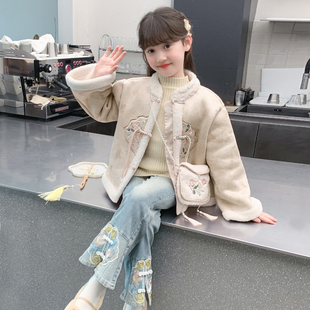 女童外套秋冬款2026新款儿童汉服新中式国风加绒加厚冬装女孩古风