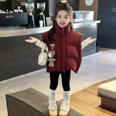 女童秋冬款2025新款马甲儿童超好看洋气时髦加棉加厚棉背心女孩潮