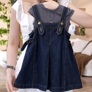 女童夏季套装2026新款儿童时髦韩版牛仔吊带裙两件套女孩夏装衣服