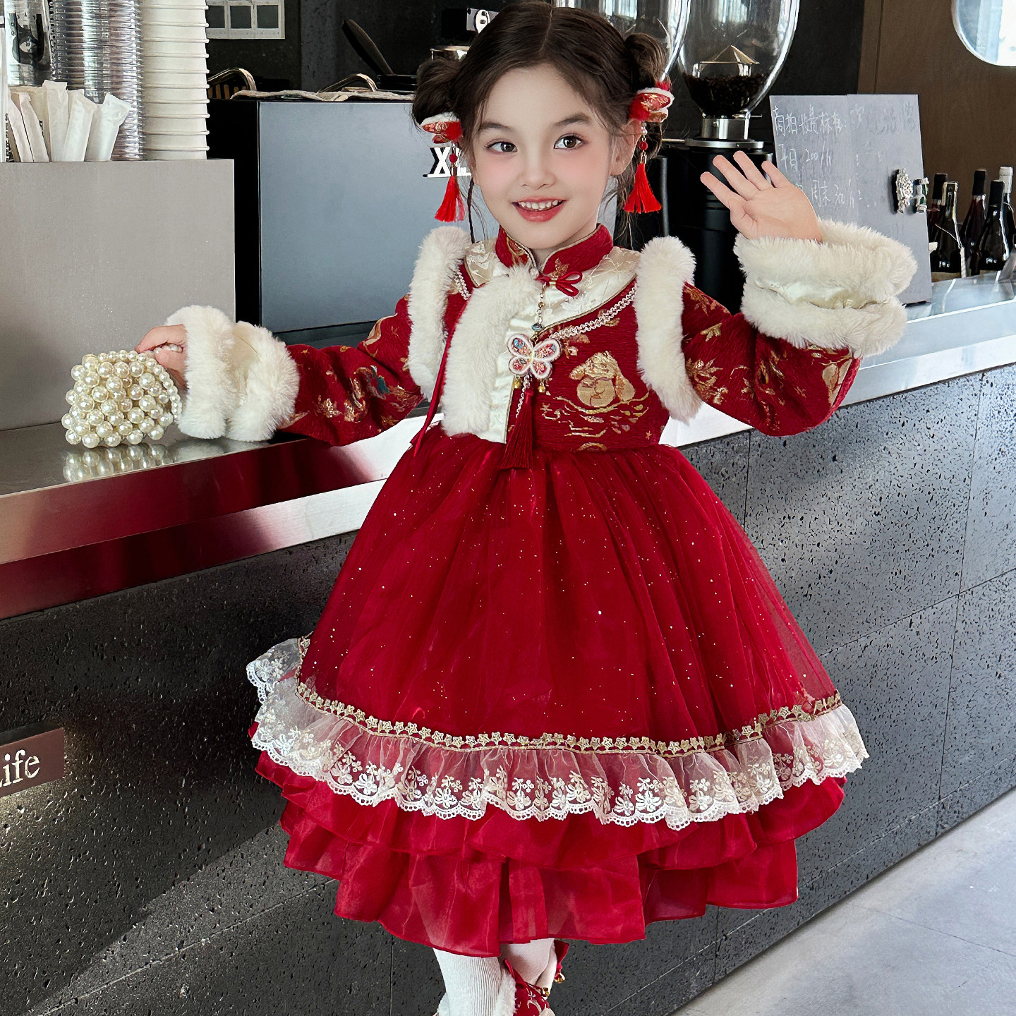 汉服女童连衣裙2026新款冬季儿童洋气国风中式公主裙女孩爆款裙子,童装/婴儿装/亲子装,汉服,淘宝优惠券,粉丝福利购,淘宝优惠卷