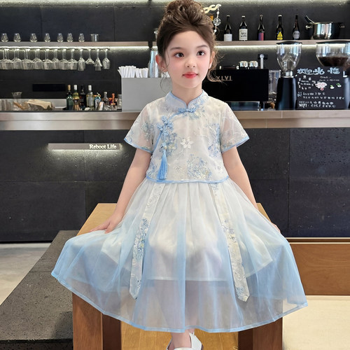 女童连衣裙夏2026新款洋气儿童时髦国风中式公主裙女孩夏款裙子潮