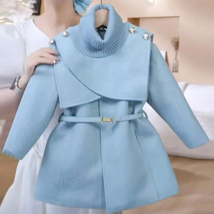 女童外套冬装2026新款洋气儿童时髦加绒加厚呢子大衣女孩冬季衣服