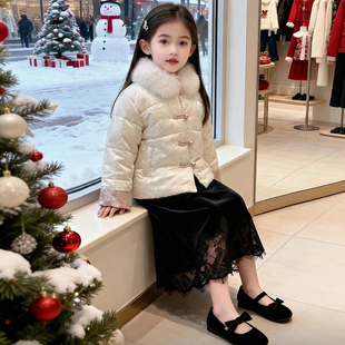女童羽绒服冬季2025新款洋气儿童时髦国风中式过年服女孩冬装外套
