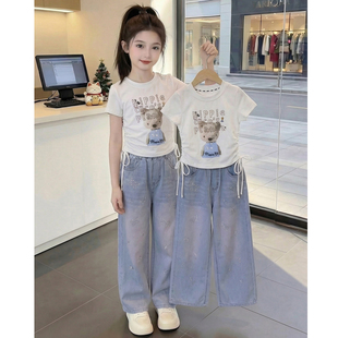 女童夏装套装2025新款儿童洋气时髦爆款纯棉短袖小女孩夏季两件套