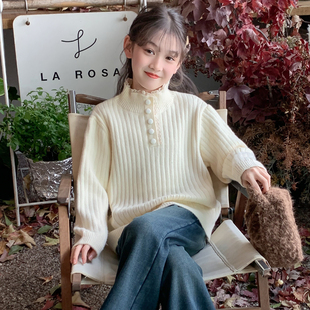 女童毛衣2026新款冬装儿童洋气时髦加厚百搭上衣女孩冬季网红衣服