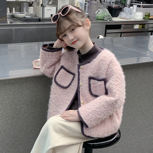 女童外套秋冬款2026新款儿童洋气时髦小香风加厚呢子大衣女孩冬装