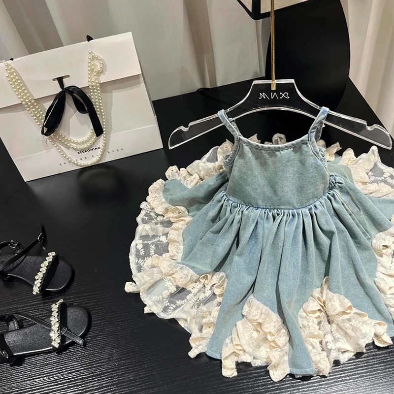 女童连衣裙夏装2025新款儿童洋气超好看牛仔公主裙女孩网红裙子薄