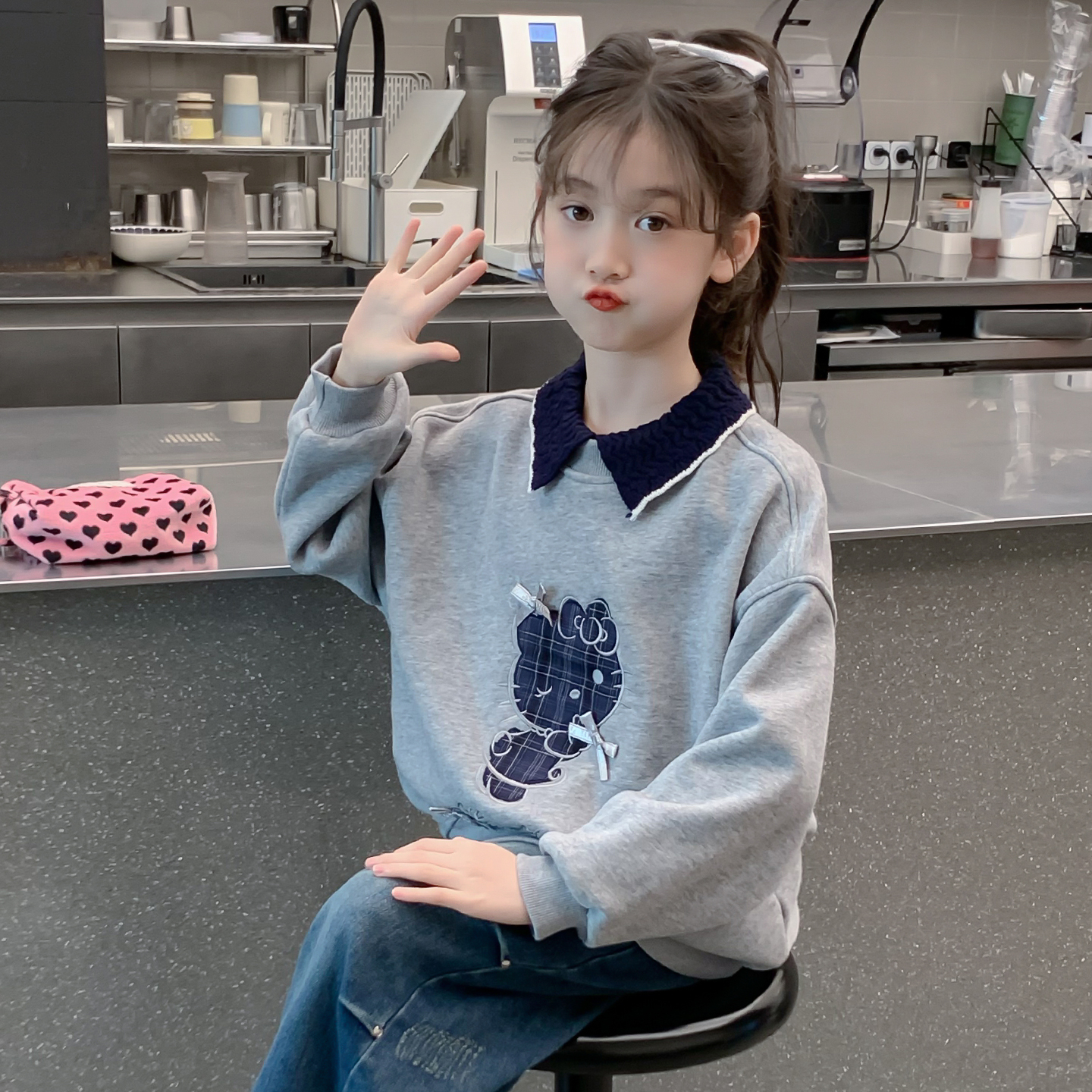 女童卫衣2025新款秋冬款儿童洋气时髦加绒加厚上衣女孩冬季pool衫