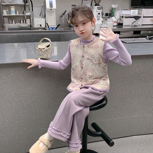 女童汉服秋冬款2026新款儿童洋气国风新中式加绒加厚女孩冬装套装