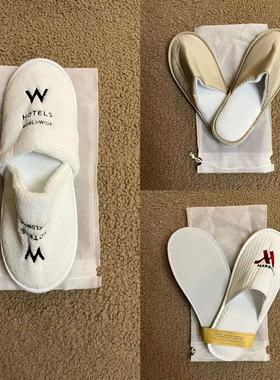 W酒店JW万豪万丽万怡五星级酒店拖鞋 防滑厚底内绒奢牌酒店拖鞋