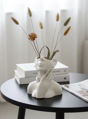 简约现代抽象人物陶瓷花瓶摆件
