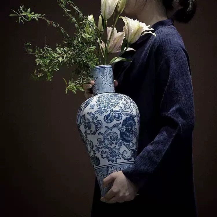 新中式青花瓷陶瓷花瓶国风摆件