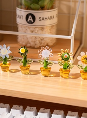 琉璃向日葵小盆栽桌面摆件