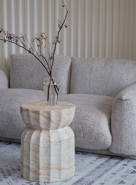 侘寂风几何大理石边几客厅沙发