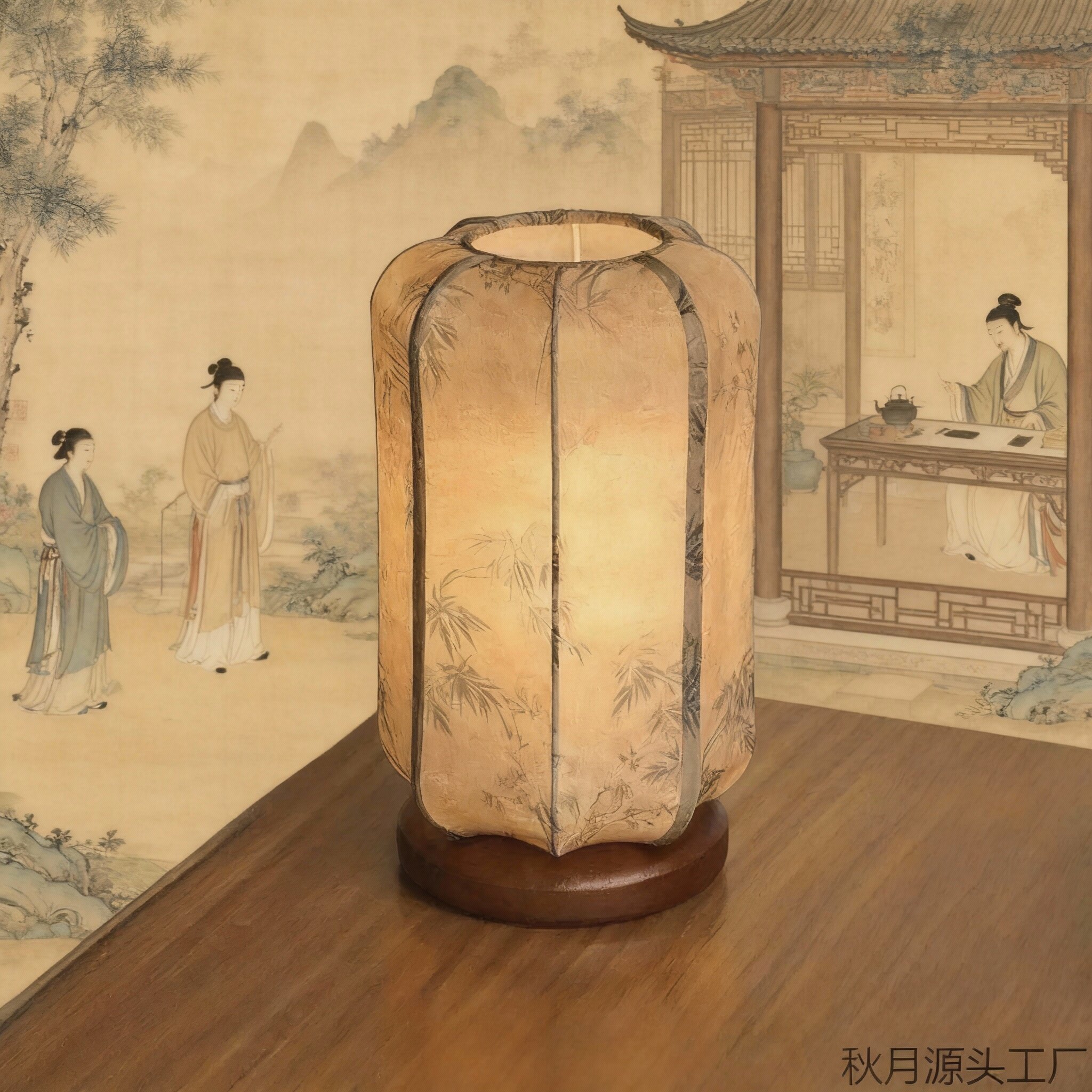 中式纸雕灯竹子图案暖黄色灯光可定制礼盒装文化创意灯具