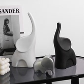 北欧简约现代大象造型树脂摆件客厅桌面装 饰品创意套组乔迁送礼