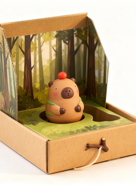 卡通动物树脂桌面摆件礼盒装