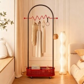 轻奢复古洞洞板旋转挂衣架可移动落地全身镜一体衣帽架