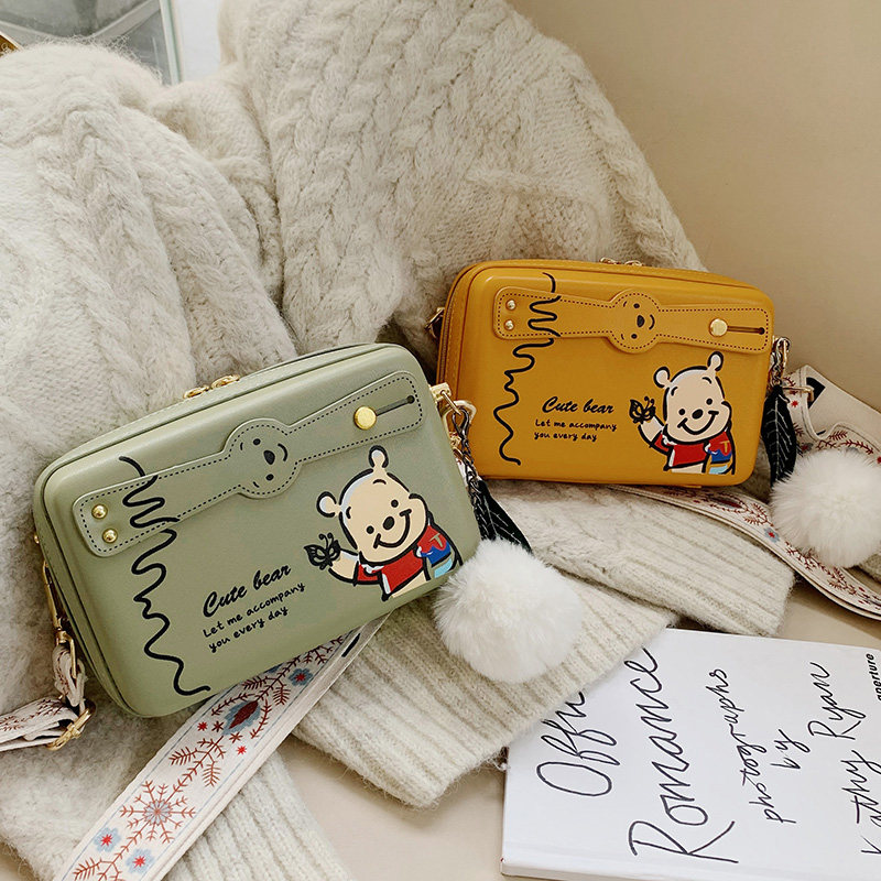 包包女包潮韩版流行印花卡通可爱单肩包洋气行李箱少女斜挎小方包