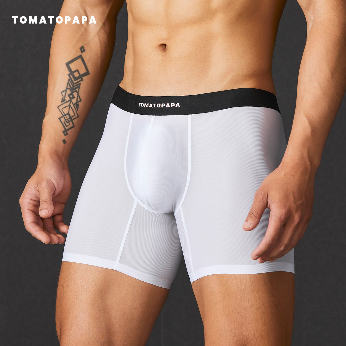 TOMATOPAPA男士内裤加长四角内裤随心裁冰丝无痕运动健身平角裤