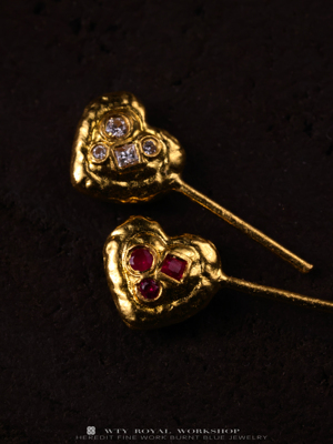 造办处细工设计款足金双面闪耀耳饰