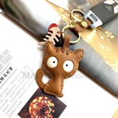 毛毛原创手工牛皮猫汽车钥匙扣个性 情侣礼品 包包挂件diy配饰时尚