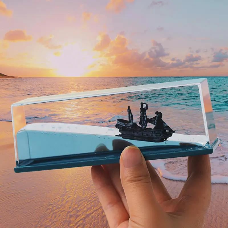 永不沉没翻船黑珍珠号游轮流体漂流瓶摆件海盗船桌面生日礼物男生