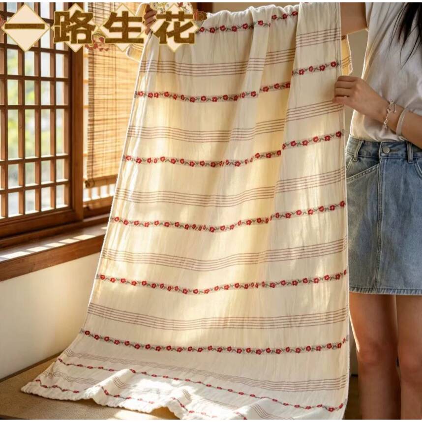 双面双拼棉麻浴巾 73×150cm 14号XBS