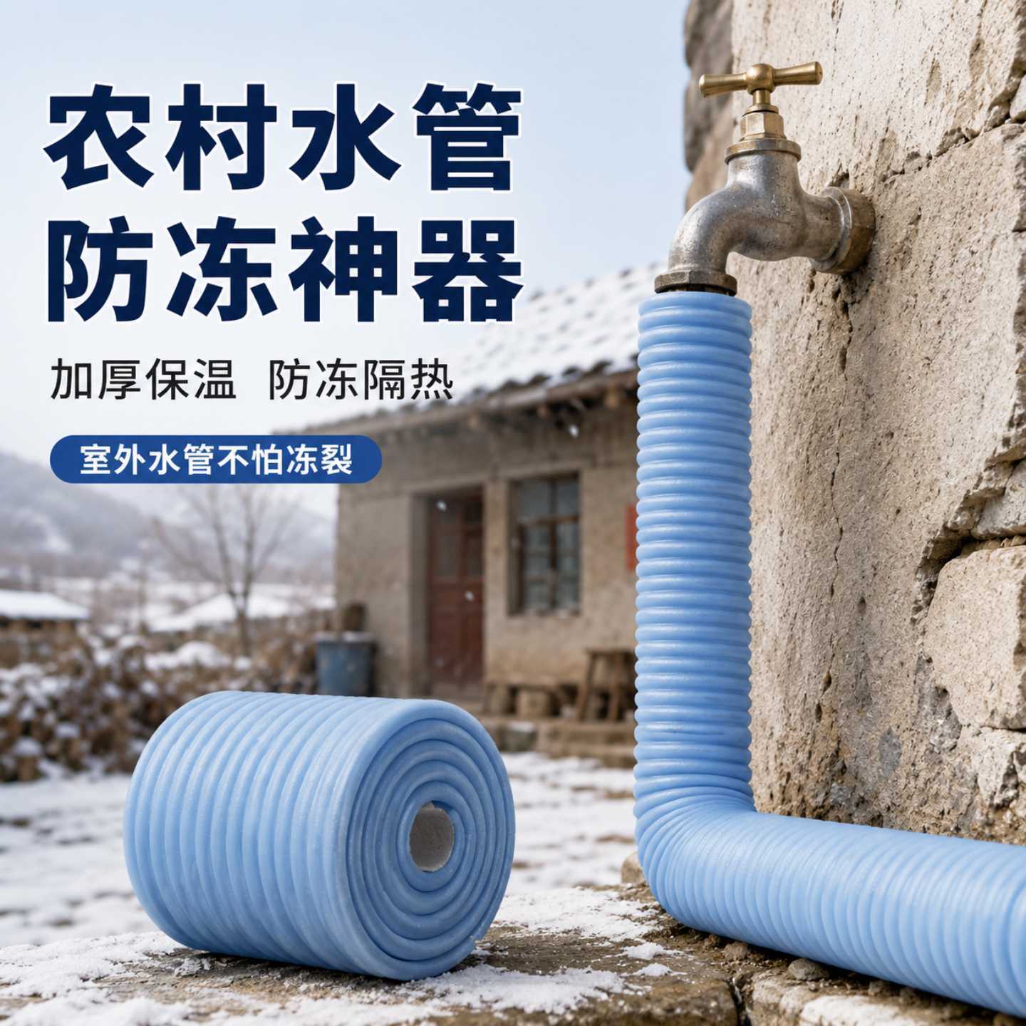农村水管防冻神器冬天室外包自来水管水龙头保温棉管道自粘保护套