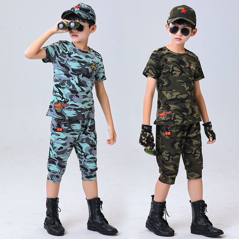 迷彩服套装儿童短袖夏装2026新式迷彩中小学生军训服装男童特种兵