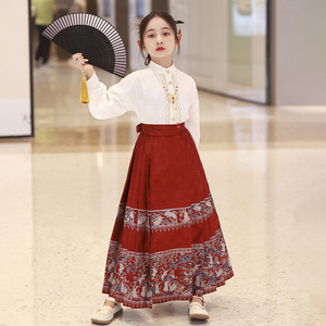 马面裙女童春秋新中式古风2025新款新年套装儿童女汉服套装
