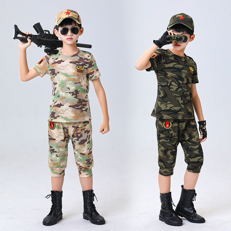儿童迷彩服套装男童特种兵夏季6短袖8两件套5岁3中小学生军训服装