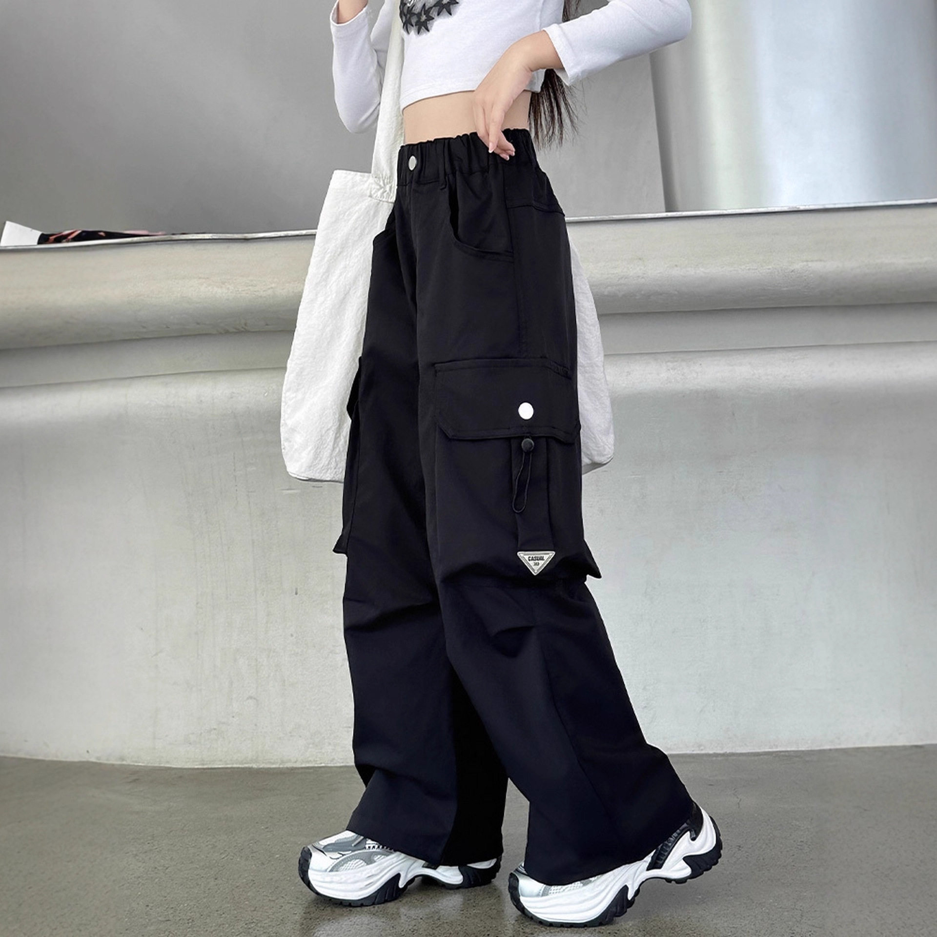 女童工装裤春秋季2025新款中大童儿童夏装爵士舞宽松直筒裤长裤子