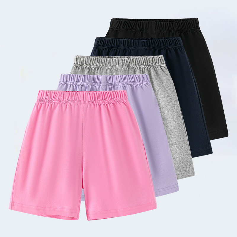 儿童短裤无口袋女中大童裤子纯色夏季纯棉宝宝男童休闲运动裤薄款