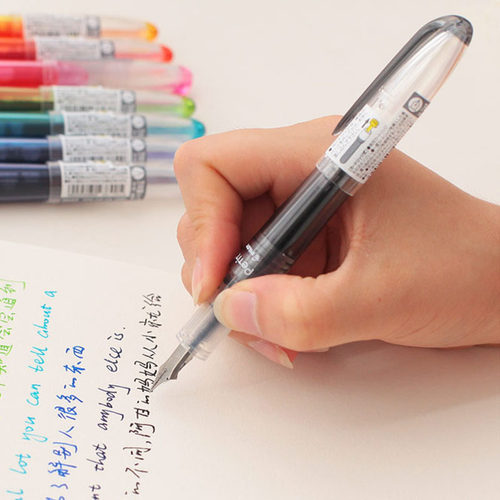 日本元气小钢笔透明便携可换墨囊