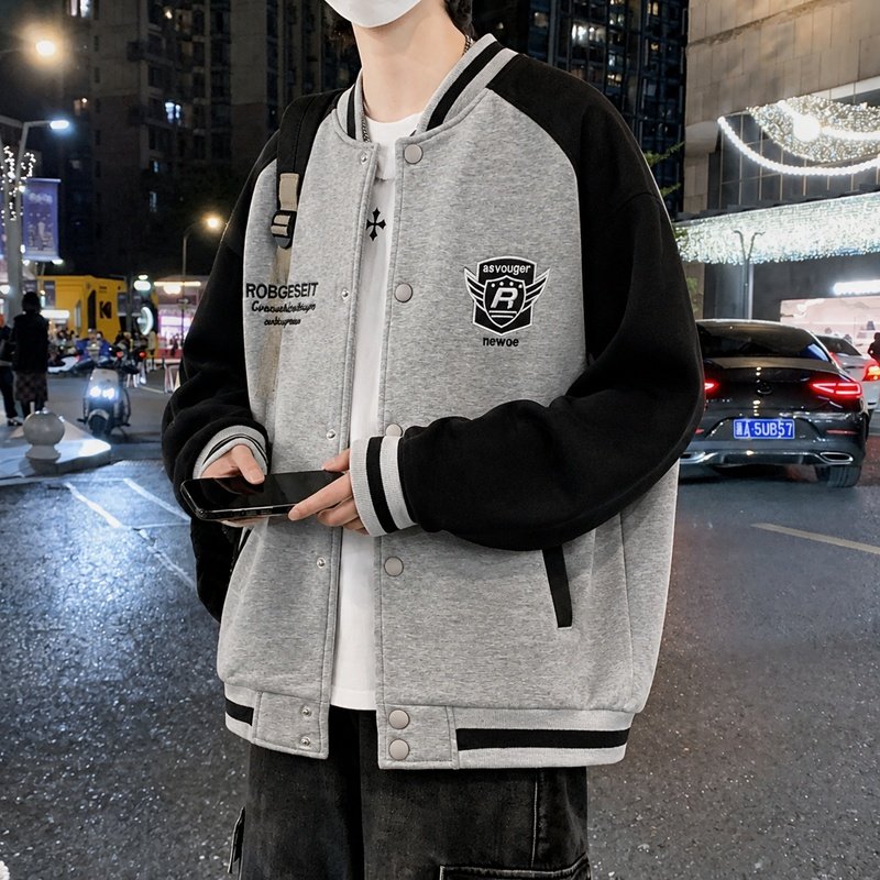美式棒球服男初中生2026青少年潮流棉质夹克高中学生大童帅气外套