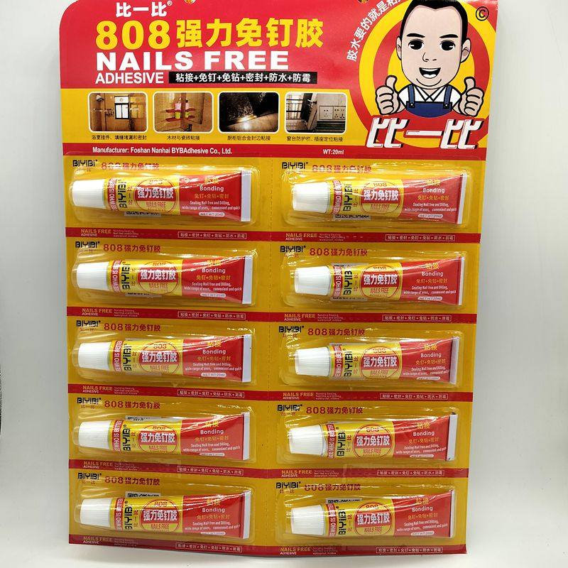 比一比808强力免钉胶强力粘接胶水防水透明五金门窗家具维修厨卫