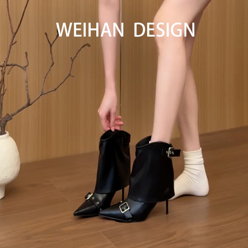 羊皮版!尖头骑士靴女皮