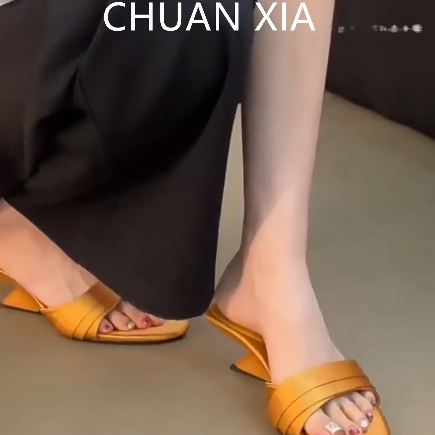 羊皮版~小香风拼接方头鞋