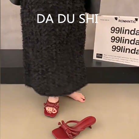 羊皮版！小众设计感真皮凉鞋女性感露趾高跟鞋法式辣妹细跟凉拖鞋
