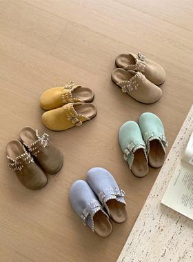 GeGèLV 2026年春季新款韩版百搭勃肯鞋女外穿厚底搭扣包头半拖鞋