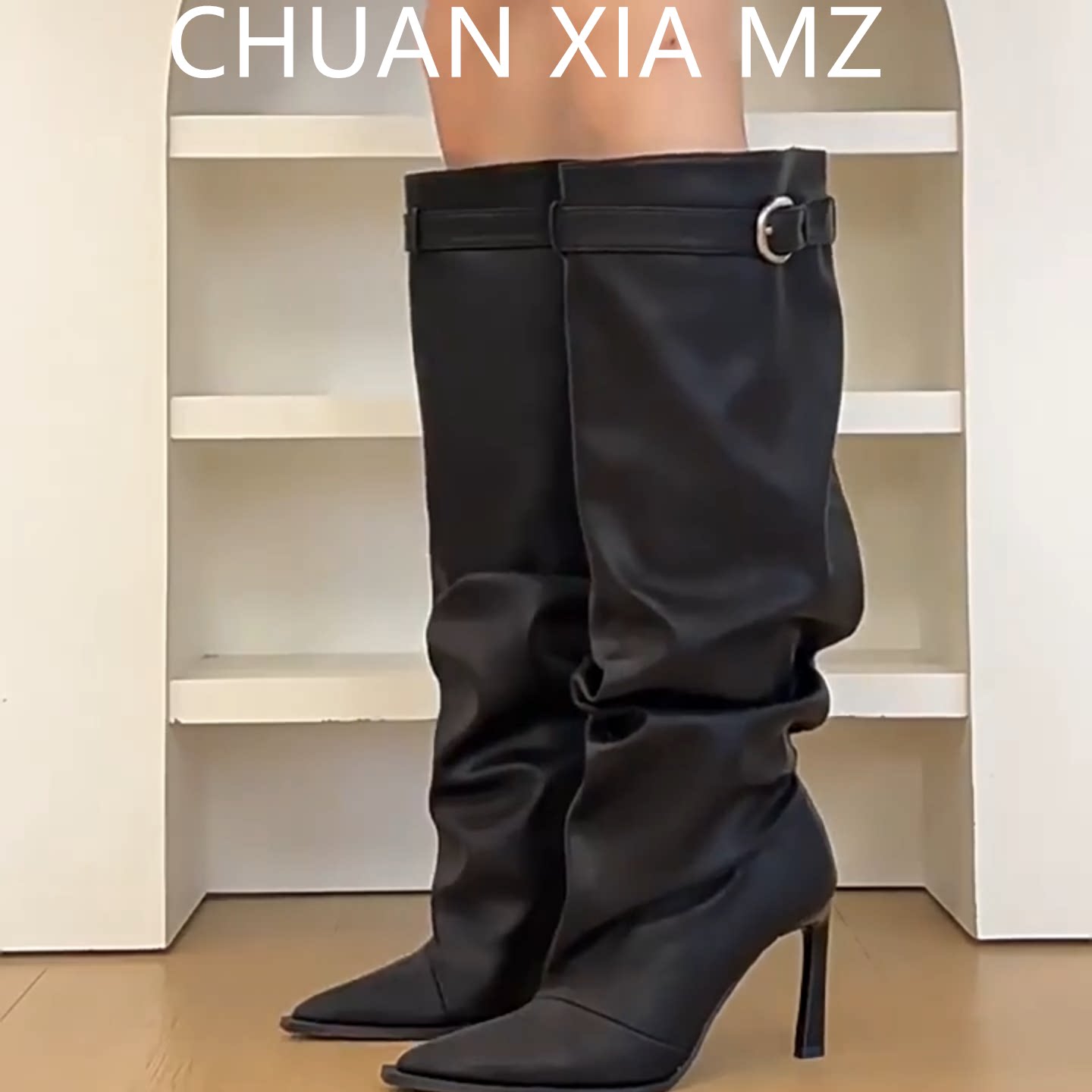 羊皮版！欧美风褶皱尖头