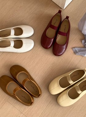GeGèLV 韩版简约玛丽珍鞋女2026新款平底百搭浅口舒适一字带单鞋