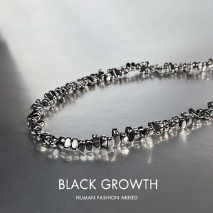 不规则碎银子项链男潮小众设计ins网红博主同款素链简约百搭颈链