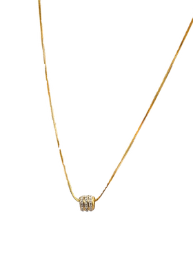 男女钛钢三排钻吊坠金色高级感