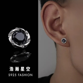 耳钉男潮微镶锆石高级感气质单只耳饰s925纯银耳针养耳洞个性 耳饰