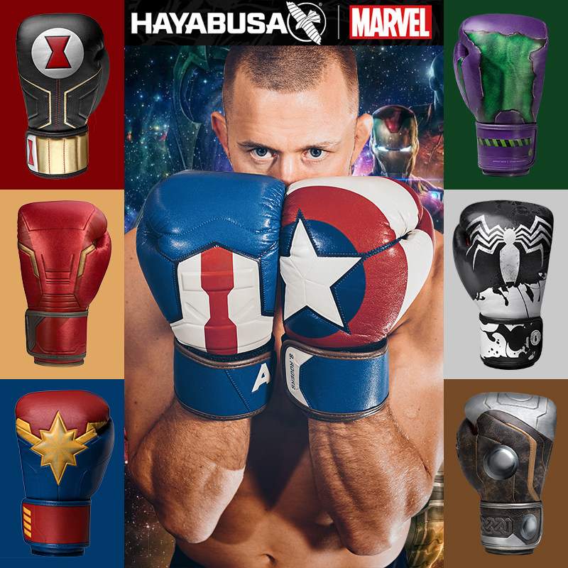 hayabusa隼Marvel漫威真皮拳击手套男女散打搏击格斗手套泰拳拳套