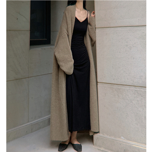 粗棒针针织开衫 长款 休闲大毛衣外套加厚慵懒风毛线衣披肩外搭大版